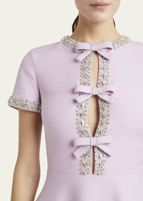 Bow Sleeves, Cutout Midi Dress, Crystal Embroidery, Cocktail Jacket, Lingerie Sleepwear, Dress With Bow, Valentino Garavani, Evening Wear, Vestidos De Fiesta