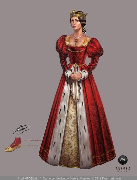 Medieval Queen Character Design, Medieval Princess Character Design, Royal Character Design, Tailor Room, Medieval Queen Dress, Queen Character Design, Racoon Tattoo, Queen Character, Medieval Queen