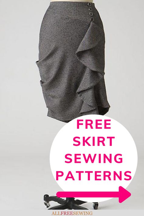 35+ Free Skirt Sewing Patterns | The 35+ Free Skirt Sewing Patterns you’ll find in this collection offer DIY ideas for how to make skirts that are not only inexpensive but also fun to make and stylish. Skirts To Sew, Wrap Skirt Patterns Sewing, Free Skirt Patterns For Women, High Low Skirt Pattern, Skirt Sewing Pattern Free, Skirt Sewing Patterns, Vintage Skirt Pattern, Ruffle Skirt Pattern, Free Skirt Pattern