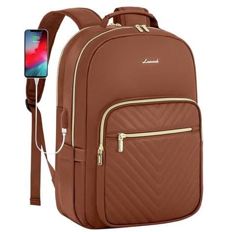 LOVEVOOK Leather Backpack for Women,17.3 inch Leather Laptop Backpack Women Computer Backpack Laptop Bag,Stylish Quilted Travel Backpack Purse Work Bag College Teacher Backpack with USB Port,Brown Teacher Backpack, College Teacher, Bag College, Laptop Backpack Women, Leather Laptop Backpack, Backpack Laptop, Computer Backpack, Backpack For Women, Backpack Women