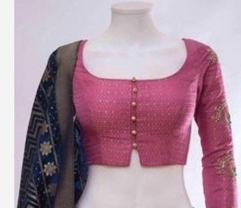 Boat Neck Blouse Designs, Simple Saree Blouse Designs, Neck Blouse Designs, Patiala Dress, Blouse Tutorial, Designs Blouse, Long Blouse Designs, Blouse Lehenga, Blouse Designs High Neck