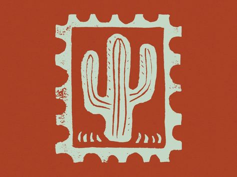 Cactus Block Print Stamp by Kelsey Holmes Western Block Prints, Western Lino Print, Cactus Screen Print, Mexico Illustration Graphics, Cactus Block Print, Block Print Illustration, Cactus Linocut, Cactus Illustration Design, Mexico Graphic Design