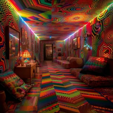 Dreamcore Room Aesthetic, The Backrooms Aesthetic, Trippy Living Room, Psychadelic Room Aesthetic, Trippy Living Room Ideas, Weirdcore Room, Arcadecore Aesthetic, Trippy House, Trippy Pictures