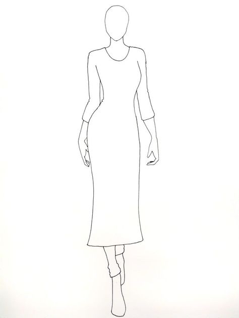 Fashion Illustration Of Kurtis, Dress Outline Drawing Sketch, Kurti Flat Sketch, Kurti Illustration Sketch, Kurta Drawing, Frock Drawing, Designing Dress, Dress Drawing Easy, Dress Mockup