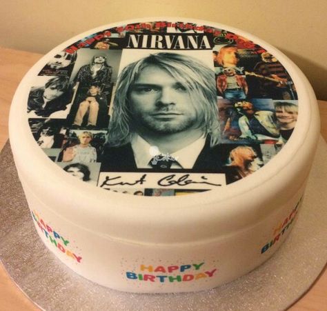 Kurt cake Nirvana Birthday, Rock And Roll Birthday, Small Birthday Cakes, Happy 16th Birthday, Birthday Activities, Birthday Cakes For Women, Pastel Grunge, Cakes For Women, Orange Soda