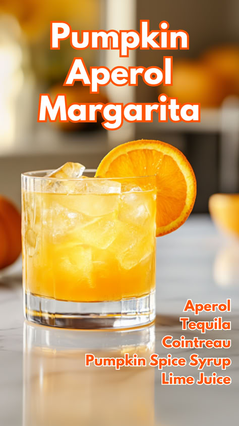 Pumpkin Aperol Margarita Pumpkin Spice Margarita, Pumpkin Margarita, Aperol Margarita, Fall Margarita, Pumpkin Cocktails, Margarita Flavors, Aperol Cocktails, Autumn Beverages, Cointreau Cocktails