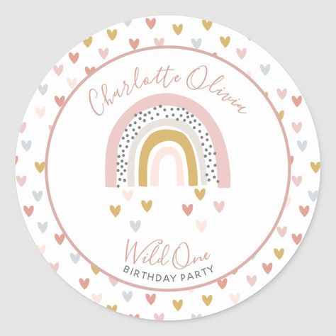 Decorate your little one's first birthday party with these adorable stickers! #1stbirthday #wildone #birthdayparty . #Round_Sticker_Design #Baby_Labels #Muted_Rainbow #Stickers_Birthday Custom Hard Hats, Logo Circular, Baby Boy 1st Birthday Party, Muted Rainbow, Birthday Party Design, Birthday Party Stickers, Wild One Birthday Party, Custom Vinyl Stickers, Party Stickers