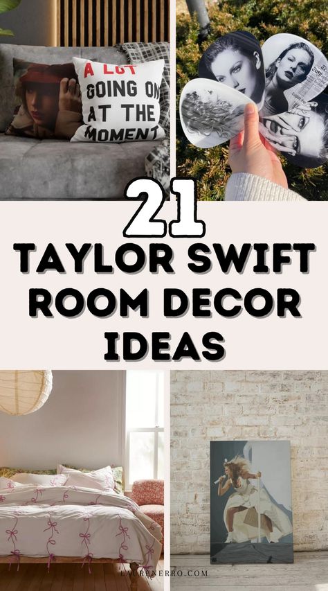 This post has Taylor Swift Room Decor Ideas. Ever dream of having a room that screams out your love for Taylor Swift? Whether you’re a fan of her latest album or totally obsessed with her early country days, there’s a way to decorate your space to reflect your love for all things Taylor. So grab your headphones, put on your favorite Taylor Swift album, and get ready to transform your room into a place where you can celebrate your love for her music! Girls Taylor Swift Bedroom, Taylor Swift Bookshelf, Taylor Swift Office, Taylor Swift Girls Room, Big Bedroom Ideas Dream Rooms, Taylor Swift Office Decor, Taylor Swift Bedroom Ideas Decor, Folklore Bedroom, Taylor Swift Bedroom Aesthetic