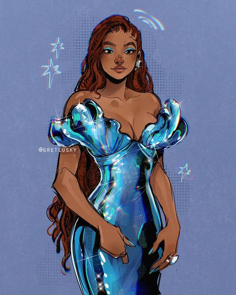 Little Mermaid Characters, Little Mermaid Live Action, Basic Art, Mermaid Drawings, Amazing Drawings, Black Art Pictures, Mermaid Art, Arte Fantasy, Disney Fan Art