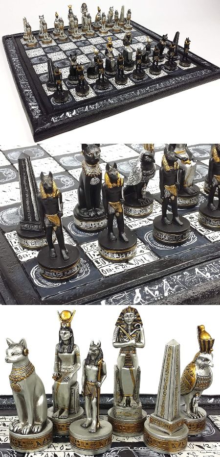 Egyptian Anubis Chess Set with Hieroglyphic Board Egyptian Chess Set, Set X Anubis, Chess Board Aesthetic, Learning Diary, 3d Chess Set, Egyptian Crafts, Themed Chess Sets, Egyptian Anubis, Egyptian Gifts