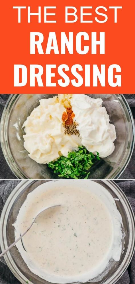 The best keto ranch dressing, whether you are low carb or not. No special ingredients, no buttermilk needed, no blender, no food processor. This is a healthy and easy recipe with sour cream and mayo to make a simple homemade dressing that you can use over salads, chicken, etc. Best Ranch Dressing Recipe, Keto Ranch Dressing, Best Ranch Dressing, Salads Chicken, Keto Ranch, Gluten Free Diet Plan, Ranch Dressing Recipe, Baking Powder Uses, Food Types