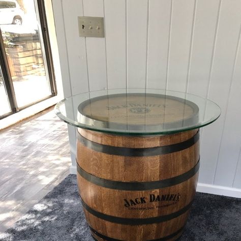 Jack Daniels Double Branded Whiskey Barrel-FREE SHIPPING | Etsy Man Cave Bathroom Ideas, Used Whiskey Barrels, Whiskey Barrel Bar, Whiskey Barrel Table, Man Cave Bathroom, Laminate Table Top, Barrel Bar, Barrel Table, Game Room Basement