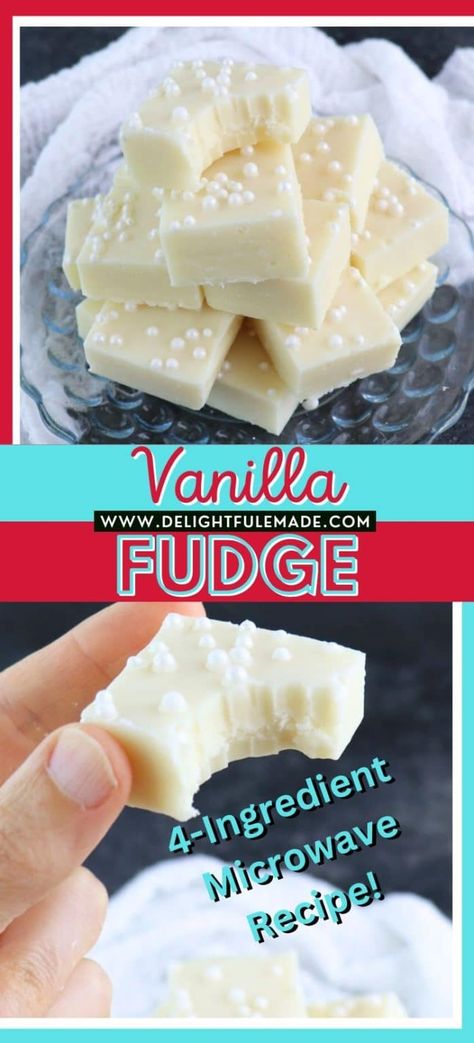 4-Ingredient Vanilla Fudge Recipe | Delightful E Made Easy Vanilla Fudge Recipe, Easy Vanilla Fudge, Basic Fudge Recipe, Vanilla Fudge Recipe, Fudge With Marshmallow Cream, Maple Fudge Recipes, Chocolate Breakfast Recipes, Christmas Fudge Recipes Easy, Vanilla Fudge Recipes