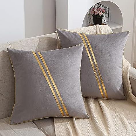 Amazon.com: Fancy Homi 2 Packs Gold Decorative Throw Pillow Covers 18x18 Inch for Living Room Couch Bed, Velvet Patchwork with Gold Leather, Luxury Modern Farmhouse Home Decor, Accent Cushion Case 45x45 cm : Home & Kitchen Gold Throw, Gold Throw Pillows, Modern Farmhouse Home Decor, Luxury Pillows, Luxury Cushions, Velvet Throw Pillows, Decorative Throw Pillow Covers, Sofa Bedroom, Velvet Cushions