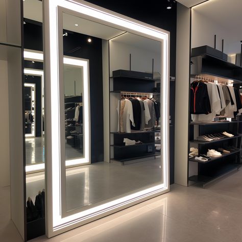 #ledmirror Luxury Clothing Store, Led Mirrors, Led Mirror, Luxury Store, Luxury Clothing, Luxury Outfits, Basement, Clothing Store, Mirror