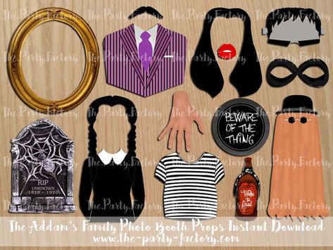 Addams Family Themed Wedding, Addams Family Theme Party, Family Props, Addams Family Theme, Addams Family Musical, Family Halloween Party, Printable Props, Adams Family, Photo Booth Frame