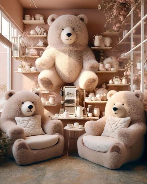 Teddy Boy Style, Castle House Design, Bear Bed, Cute Living Room, Colourful Living Room Decor, Fantasy Furniture, Teddy Bear Wallpaper, Cute Furniture, Desks For Small Spaces