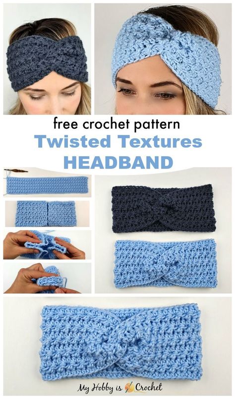 The “Twisted Textures” Headband is a fashionable crochet headband featuring a lovely textured stitch pattern and a twist at the front. Fashionable Crochet, Cozy Headbands, Crochet Ear Warmer Pattern, Crochet Headband Free, Easy Crochet Headbands, Bandeau Au Crochet, Crochet Headband Pattern Free, Crochet Twist, Crochet Headband Pattern