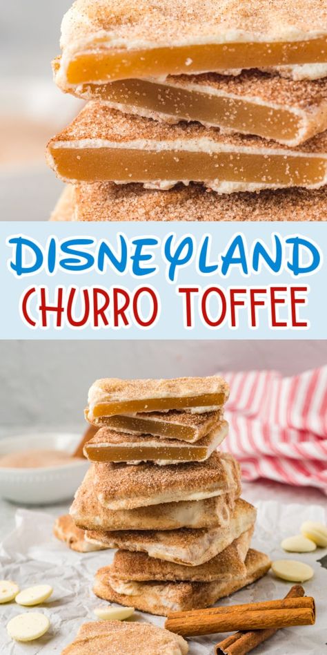 Disneyland Churro Toffee Copycat Recipe Churro Toffee, Toffee Dip, Best Disneyland Food, Mexican Desserts, Homemade Toffee, Toffee Recipe, Disneyland Food, Themed Food, Easy Party Food