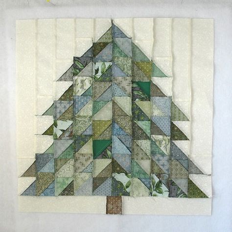 How to Sew this Scrappy Pine Tree Quilt Block called Spruce - a Free T – fabric-406 Easy Christmas Quilt Patterns, Pine Tree Quilt, Tree Quilt Block, Log Cabin Quilt Blocks, Nine Patch Quilt, Pinwheel Quilt, Spruce Tree, Star Quilt Blocks, Pdf Quilt Pattern