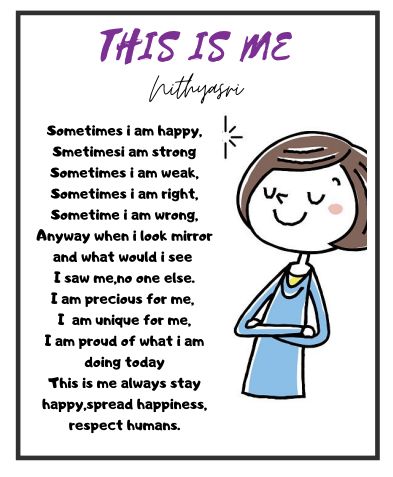 THIS POEM IS ABOUT ME HOW I MOTIVATE MYSELF OR HOW I MAKE MYSELF HAPPY I AM POSTING POEMS TO MAKE YOU ALL GUYS MOTIVATED .YOU CAN ALSO FOLLOW ME ON BLOGGER { ammucraftypoems} Rhyming Poems About Myself, How To Make Poems, All About Myself Activities, How To Make Myself Happy, Quotes On Myself, All About Me Poem, About Me Essay, About Myself Quotes, Myself Poem