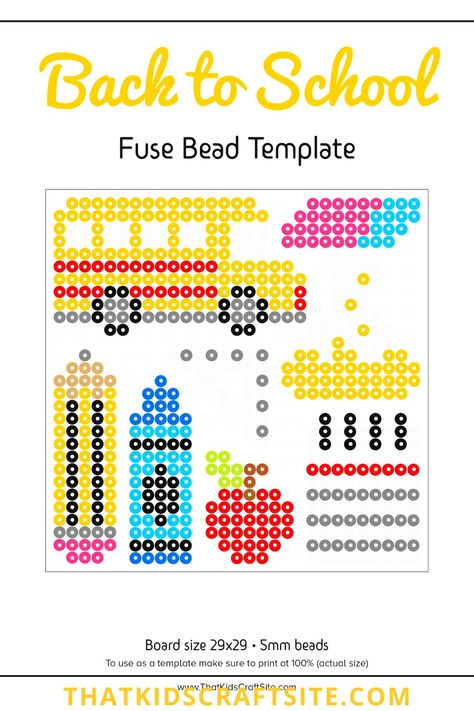 Back to School Perler Bead Patterns - That Kids' Craft Site School Bus Perler Bead Pattern, Crayon Perler Bead Pattern, Perler Bead Teacher Gift, School Perler Beads, 90s Crafts, Easy Perler Bead Patterns, Easy Perler Beads Ideas, Back To School Crafts, Perler Bead Templates