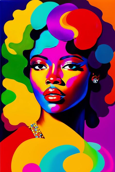 Women Of Color Art, Colorful Black Art, Black Pop Art, Ipad Image, African Women Painting, Acrylic Portrait Painting, Inspiring Artwork, Face Artwork, Pop Art Women