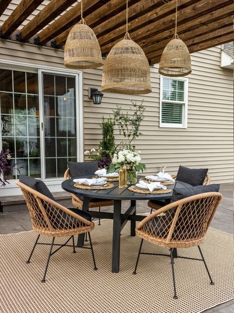 Round Patio Table, Outdoor Fire Table, Diy Playhouse, Outdoor Patio Table, Patio Inspiration, Patio Dining Table, Outdoor Patio Decor, Concrete Patio, Home Inspiration