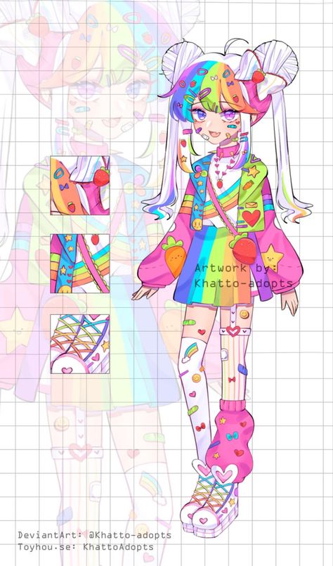 Decora Fashion Drawing, Harajuku Drawing, Adoptables Characters, Harajuku Fashion Decora, Harajuku Art, Decora Girl, Decora Art, My Drawing Style, Cute Japanese Fashion