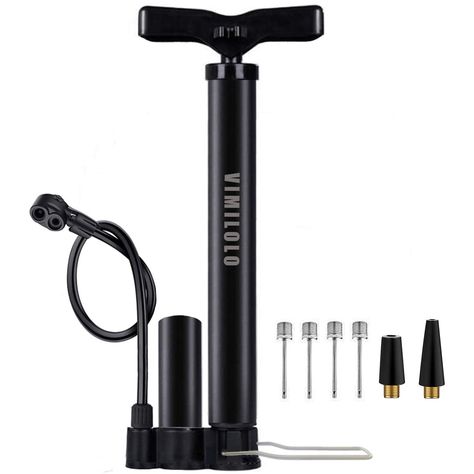 VIMILOLO Bike Pump Portable, Ball Pump Inflator Bicycle Floor Pump with high Pressure Buffer Easiest use with Both Presta and Bicycle Pumps, Portable Air Pump, Ball Pump, Bicycle Pump, Bicycle Mountain Bike, Bike Pump, Steel Barrel, Bicycle Tires, Commuter Bike