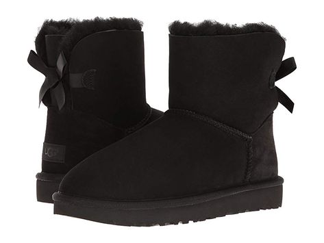 Ugg Mini Bailey Bow, Uggs With Bows, Mini Baileys, Black Ugg Boots, Bailey Bow Uggs, Ugg Mini, Black Uggs, Bailey Bow, Vegan Boots