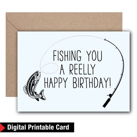 Funny Fishing Birthday Card Fisherman Card Fishing You A - Etsy Ireland Fishing You A Happy Birthday, Birthday Card For Fisherman, Funny Grandpa Birthday Card, Diy Fishing Birthday Card, Fishing Birthday Cards Diy, Fishing Birthday Cards For Men, Fishing Cards For Men, Fishing Cards Handmade, Fishing Birthday Party For Men