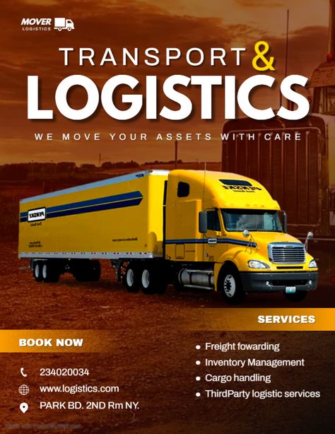 Customized transport and logistics flyer designs can help businesses showcase their unique services and capabilities to potential clients. With tailored designs, companies can communicate their brand message effectively and stand out from the competition, ultimately leading to increased engagement and conversion rates. #transportandlogisticsdesign #flyerdesign #customflyerdesign #marketingmaterials #graphicdesign #promotionalflyer #advertisingdesign #businesspromotion #printdesign Transportation Poster Design, Transport Poster Design, Logistics Flyer Design, Logistics Poster, Logistics Design Creative, Transportation Business, Web Design Creative, Logistics Design, Transport Logistics