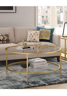 Hinkley & Carter Sivil Coffee Table With Glass Shelf | belk Round Glass Coffee Table, Coffee Table With Shelf, Steel Coffee Table, Gold Coffee Table, Stylish Coffee Table, Brass Coffee Table, Apartment Essentials, Glass Top Coffee Table, Coffee Table White