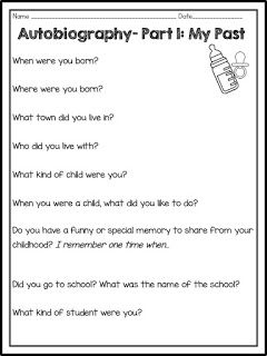 A Classroom For All Seasons: Autobiography Writing For ESL Students Writing A Autobiography About Yourself, Writing Autobiography Tips, Auto Biography Writing, How To Write Autobiography, Autobiography Questions, My Autobiography Student, Autobiography Worksheet, Autobiography About Myself, Autobiography Project