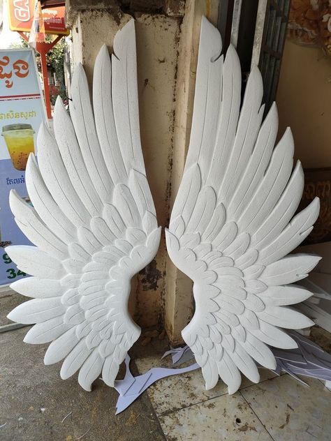 Thermacol Art And Craft, Thermocol Craft Diy, 3d Wings, Thermocol Craft, Accessories Living Room, Styrofoam Art, Diy Angel Wings, Angel Wings Wall Decor, Easy Diy Home Decor