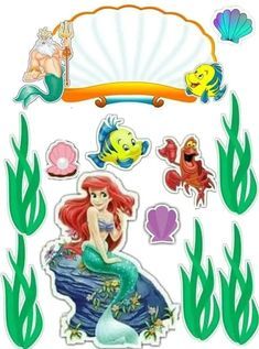 Little Mermaid Cake Topper, Disney Cruise Magnets, Diy Cake Topper Birthday, Photo Cake Topper, Little Mermaid Cakes, Disney Princess Birthday Party, Mermaid Cake Topper, Happy Birthday Printable, Birthday Cake Topper Printable