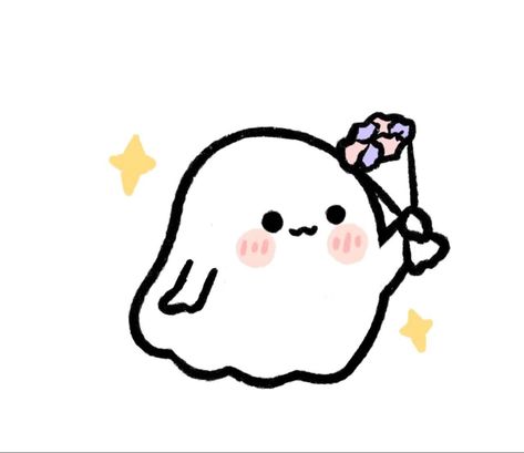 Dibojus Soft Cute, Ghost Cute Wallpaper, Kawaii Ghost, Ghost Drawing, Cute Easy Doodles, Seni Dan Kraf, Small Canvas Paintings, Easy Doodles Drawings, Cute Doodles Drawings