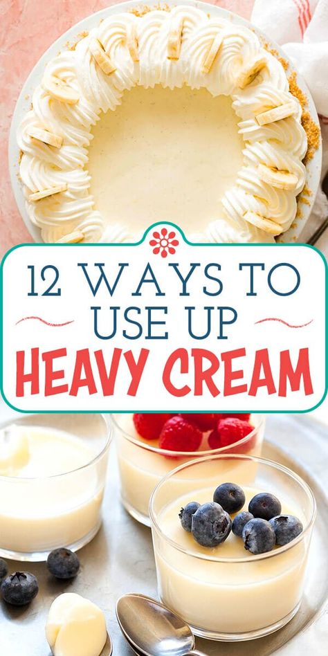 Recipes Using Whipping Cream, Heavy Cream Recipes, Cream Desserts Recipes, Whipped Cream Desserts, Recipes With Whipping Cream, Dessert Simple, Homemade Whipped Cream, Cream Desserts, Whipping Cream