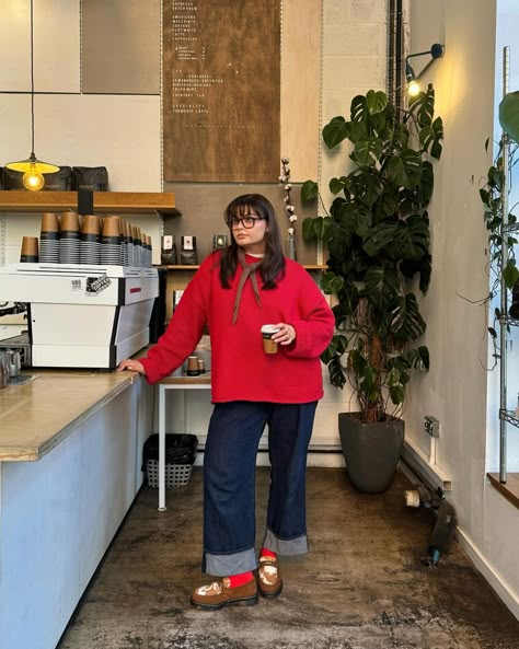 Francesca Perks (@francescaperks) • Instagram photos and videos Long Skirts Plus Size Outfit, Eclectic Grandpa Summer Outfit, Eclectic Grandpa Plus Size, Eclectic Outfit Inspiration, Turn Up Jeans Outfit, Plus Size Outfit Aesthetic, Eclectic Office Outfit, Eclectic Fall Outfits, Coffee Shop Work Outfit