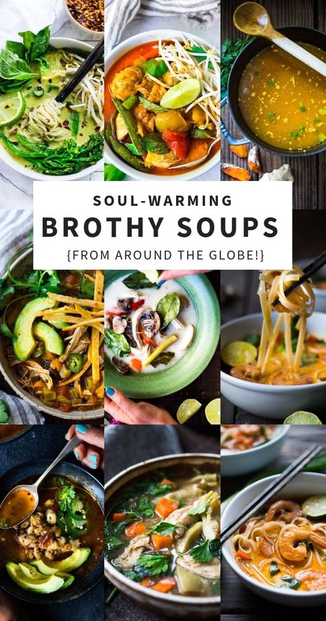 20 Warming Broth-Based Soup recipes to heal, comfort and nurture the body! Healthy, vegan and gluten-free options! #brothbased #brothysoup #bonebroth #brothsouprecipes #bonebrothrecipes #broth #chickensoup #beefbroth #veggiebroth Best Broth Based Soups, Recipes Using Beef Bone Broth, Broth Base Soup Recipes, Spicy Broth Recipe, Veggie Broth Soup Recipe, Soup Recipes Beef Broth, Brothy Vegan Soup, Soup Recipes Clear Broth, Vegetarian Broth Soup