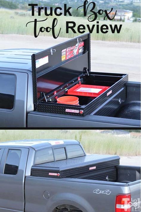 Perfect way to haul smaller things around securely. Weather Guard black truck box (extra wide) tool review. Pickup Tool Boxes, Storage For Tools, Pickup Accessories, Accessoires 4x4, Truck Bed Storage, Work Trucks, Truck Boxes, Truck Tool Box, Black Truck