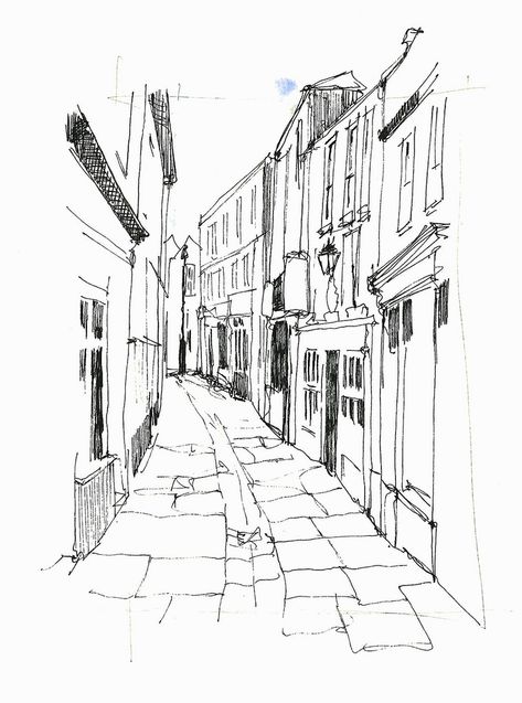 Whitby streets 3 | by John Harrison, artist Streets Drawing, Street Drawing, John Harrison, Perspective Drawing Architecture, City Sketch, Architecture Sketchbook, Perspective Art, Architecture Drawing Art, Travel Sketches