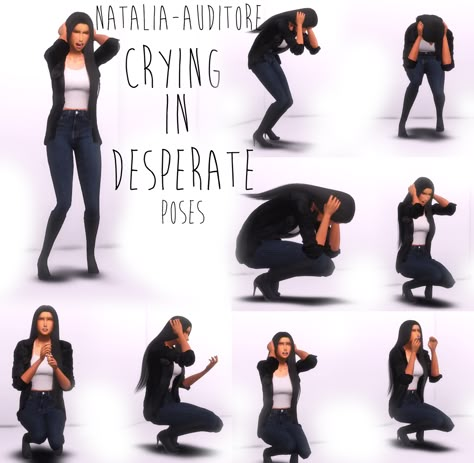 Crying in Desperate Posepack | Natalia-Auditore #s4cc Desperate Reference, Sims 4 Nightmare Poses, Sims 4 Grave Poses, Ts4 Vampire Poses, Sims 4 Scared Pose, Desperate Pose, Desperate Pose Reference, Sims 4 Crying Poses, Crying Pose