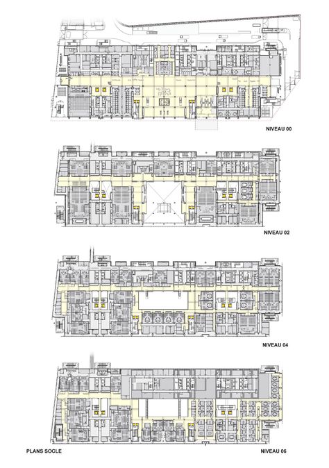 Plans levels 0, 2, 4 et 6 Courthouse Design Concept, Architecture Portfolio Template, Building Workshop, Renovation Architecture, Paris Atelier, Public Private Partnership, Architectural Models, Renzo Piano, Plan Drawing