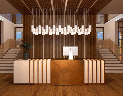 Front Desk Design Boutique, Hotel Front Office Design, Hotel Lobby Front Desk, Hotel Check In Desk, Hotel Front Desk Design, Hotel Reception Desk Design, Front Office Hotel, Office Lobby Reception Waiting Area, Front Desk Ideas