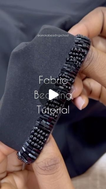 Beads Design On Clothes, Fabric Beading Patterns, Beading Embroidery On Fabric Tutorials, Beading On Clothes Tutorials, Adding Beads To Clothes, Beading Tutorials On Fabric, Sewing With Beaded Fabric, Beaded Embroidery On Clothes, Beading Designs On Fabric