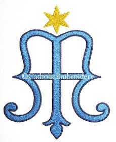 Catholic Embroidery: Stella Maris Design Marian Symbol, Marian Shrines, Creative Calligraphy, Catholic Symbols, Lady Madonna, Stella Maris, Auction Projects, Most Beautiful Words, Catholic Images