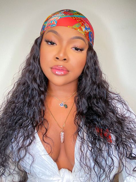 Cottagecore Black Women Makeup, Diy Hair Wig, Braided Scarf, Hair Scarf Styles, Headband Wigs, Braided Headband, Wig Styles, Baddie Hairstyles, Curled Hairstyles