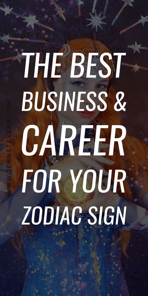 Thinking of starting your own business? Or need a little career inspiration? Why not look at your astrology? Find out what's the BEST idea for your zodiac sign! | jennstevens.com | small business, spiritual business, business ideas Astrology Business, Career Inspiration, Spiritual Business, Zodiac Personalities, Zodiac Traits, Career Options, Business Entrepreneurship, Service Based Business, Business Career